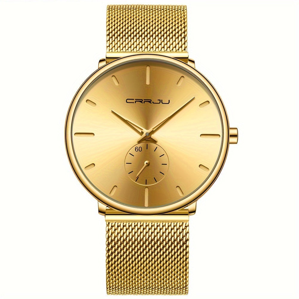 Elegant quartz watch for men with ultra-thin stainless steel bracelet | Timo
