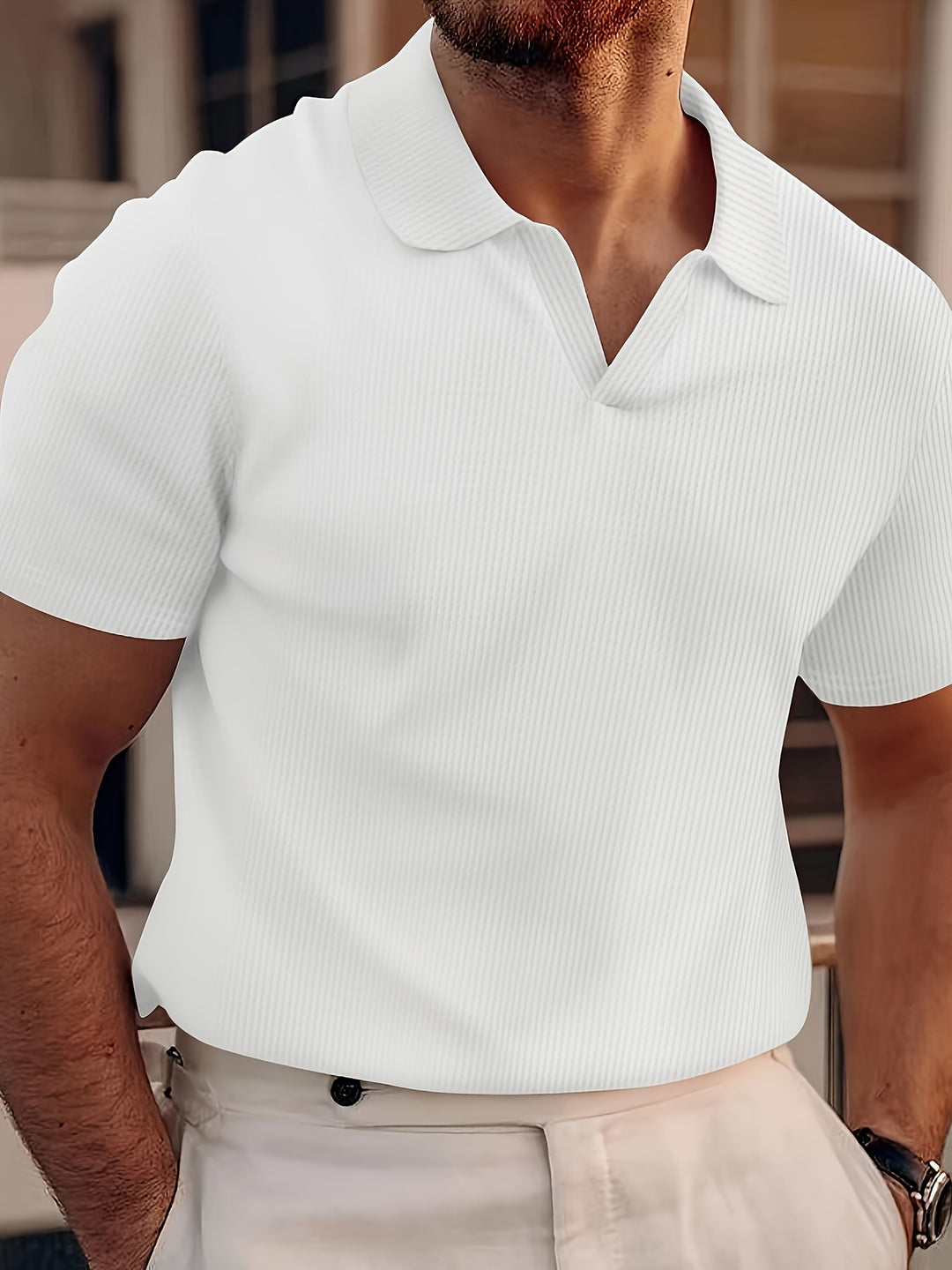 Men's Polo | Solid Colour & Grid Texture | Comfortable Collar | Breathable & Casual