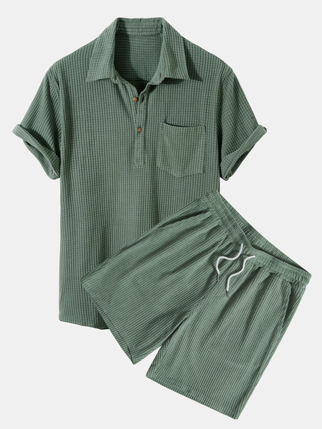 Stylish waffle polo and shorts set for effortless comfort and modern elegance | Finn