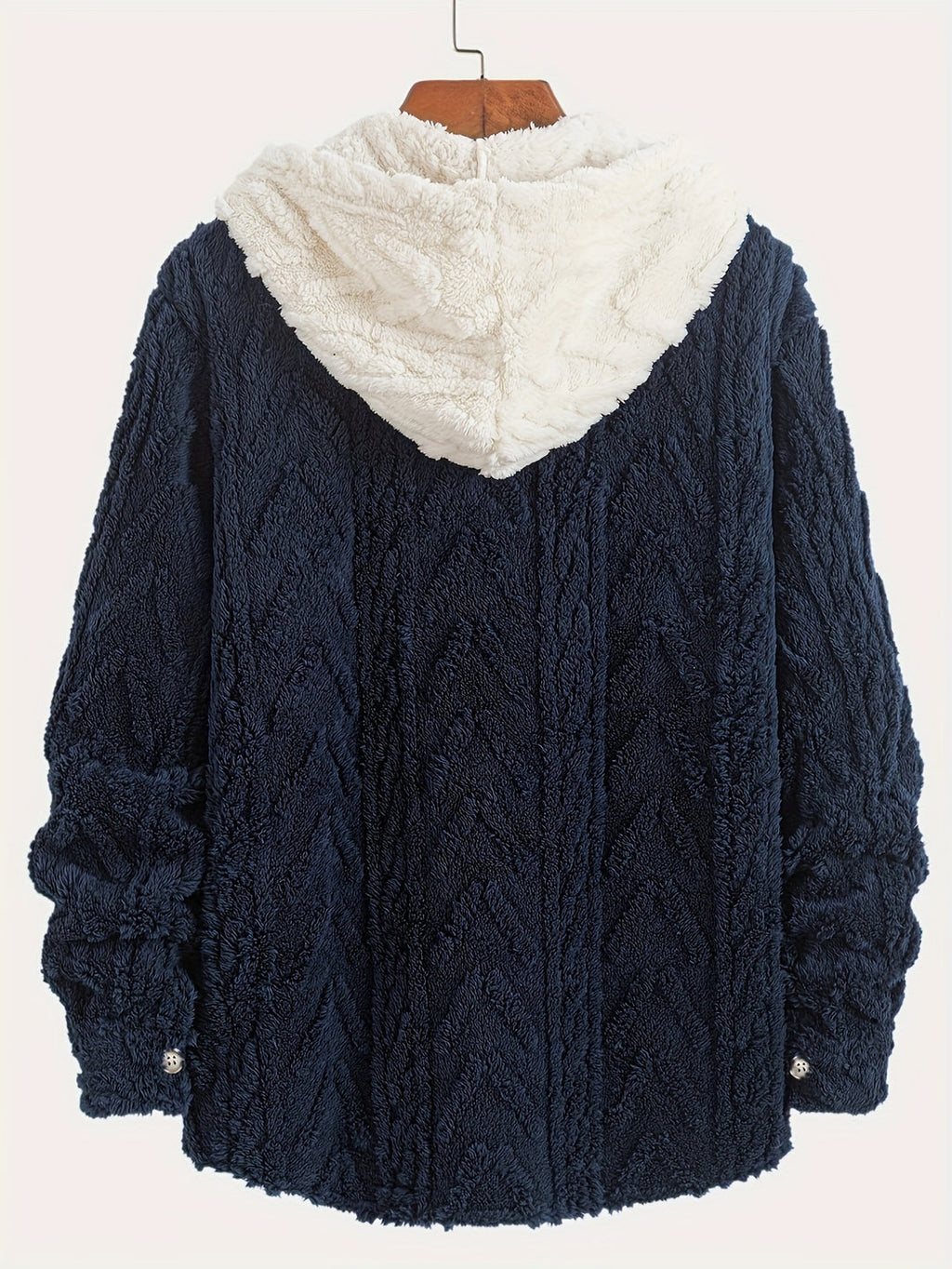 Cozy men's jacket | Warm & Stylish | Double-sided Plush Fleece | Hood & Button