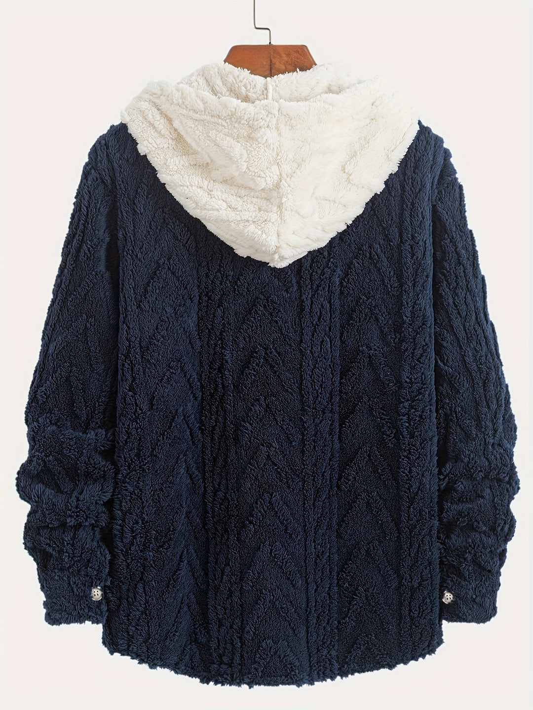 Cozy men's jacket | Warm & Stylish | Double-sided Plush Fleece | Hood & Button