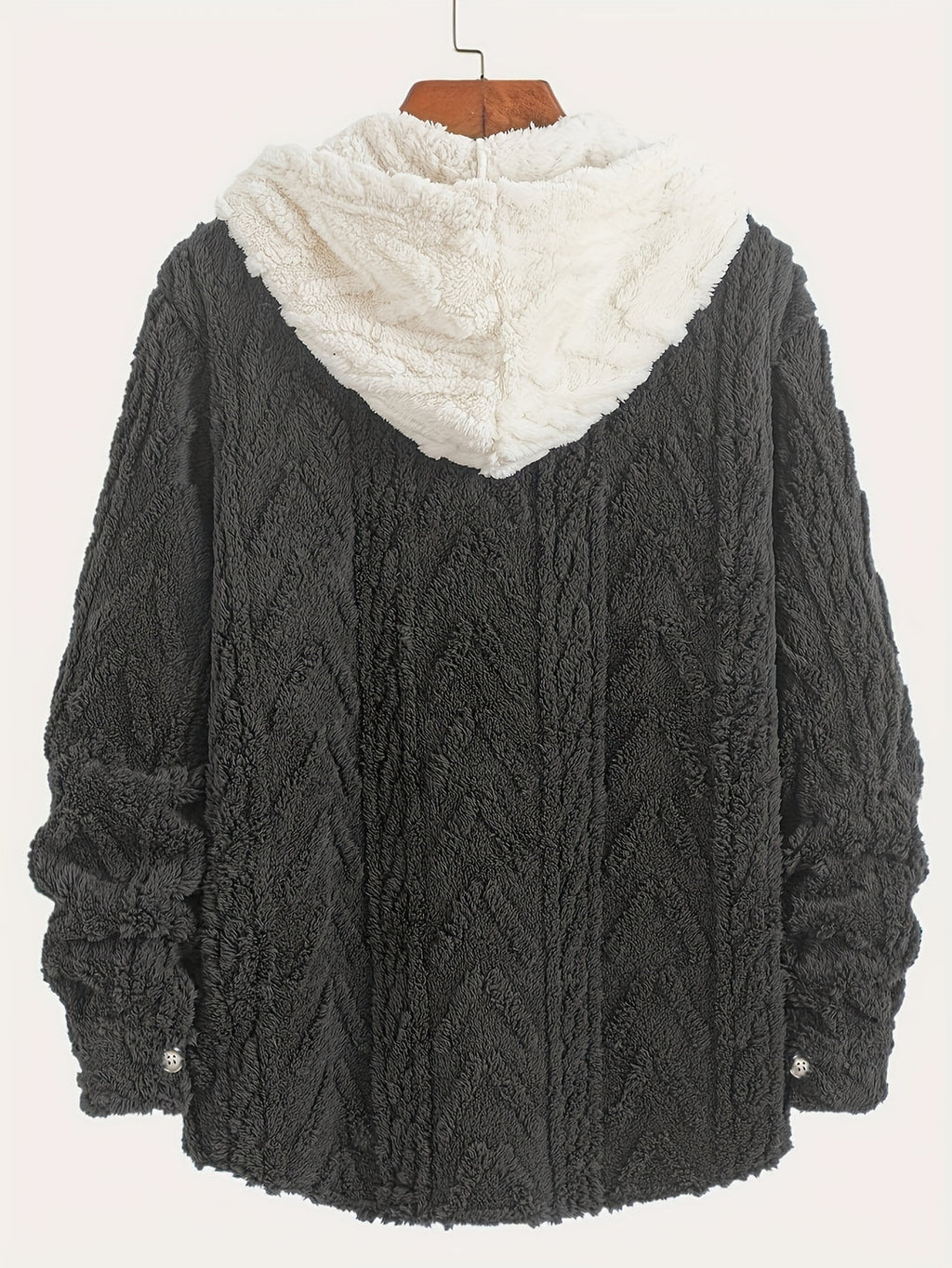 Cozy men's jacket | Warm & Stylish | Double-sided Plush Fleece | Hood & Button