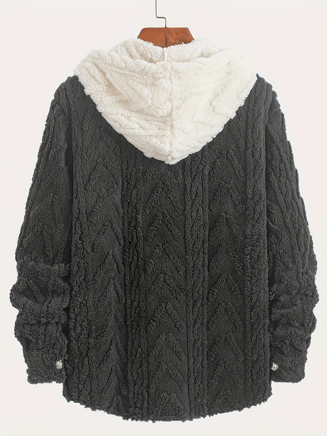 Cozy men's jacket | Warm & Stylish | Double-sided Plush Fleece | Hood & Button
