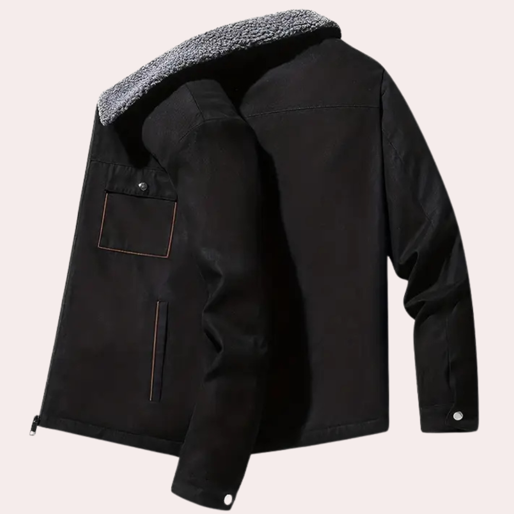 Elegant and stylish men's winter coat with cosy fleece collar and modern design | Fedde