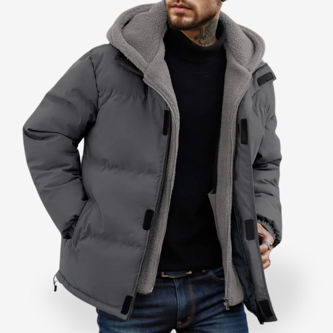 Double-layer insulated men's hooded jacket for ultimate warmth and timeless style | Raf