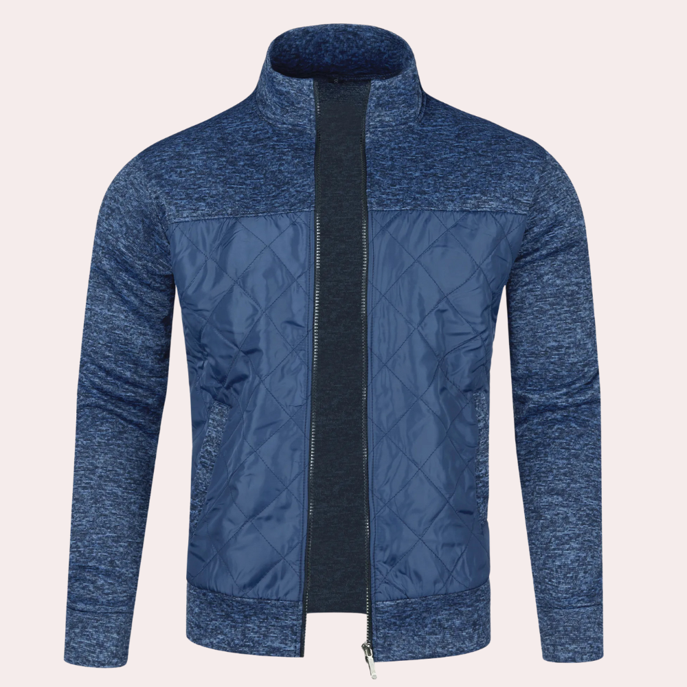 Fashionable Slim Standing Collar Jacket for Men with Diamond Pattern and Modern Style | Arthur