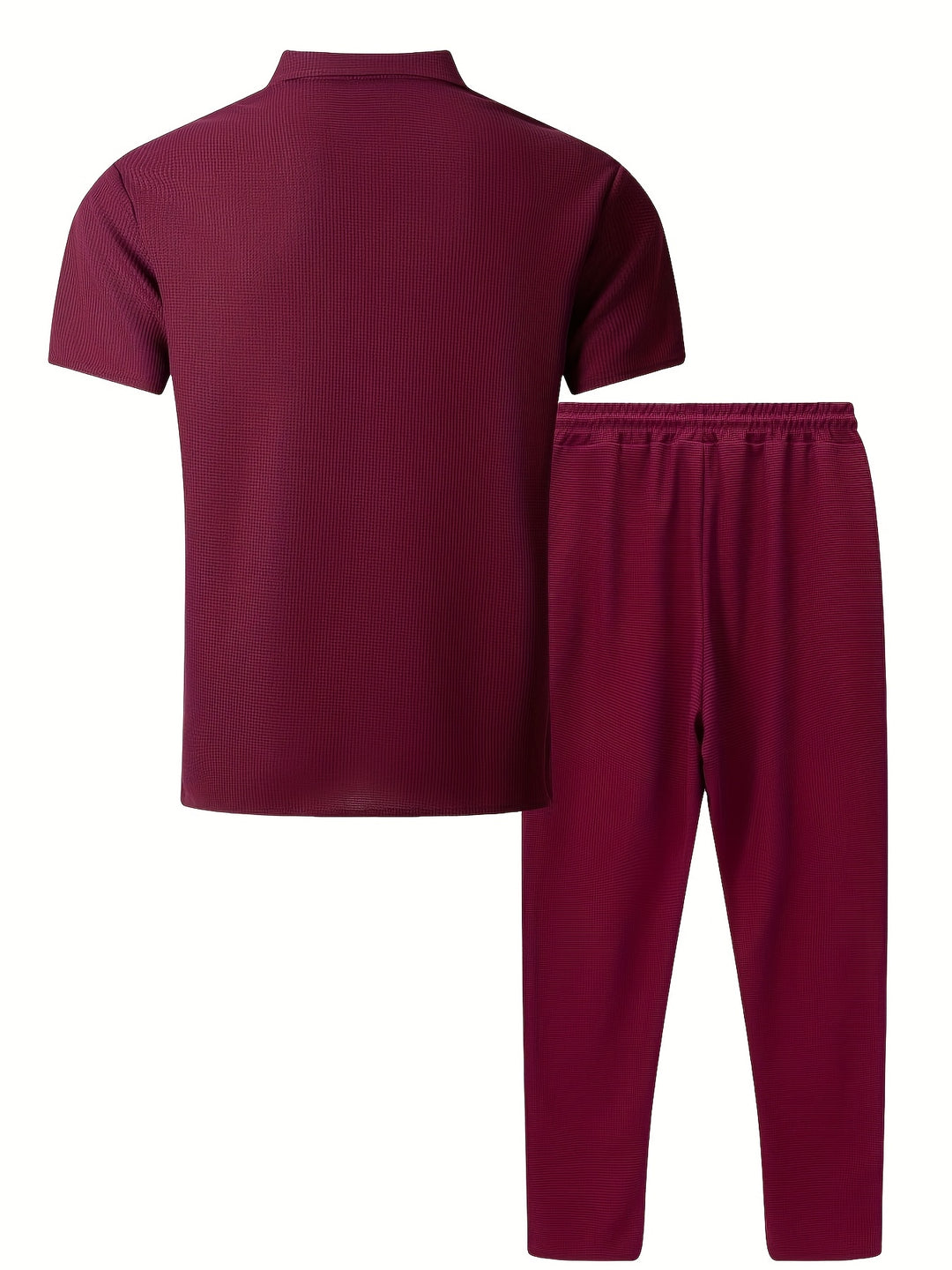Summer Set | Two-piece Men's Set | Waffle Fabric | Casual Shirt & Pants Suit