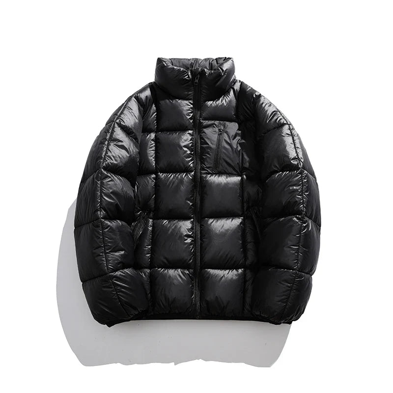 Casual and warm men's windproof puffer jacket with collar and lattice design | Casper