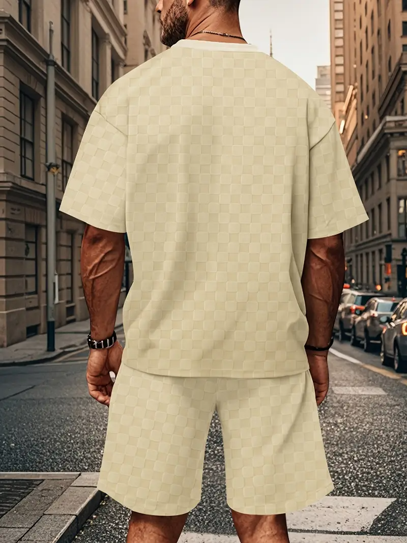 Men's Set | Trendy & Comfortable | Checkered Overall & Leisure Set | 2-Piece