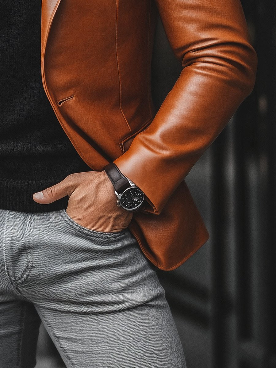 Elegant and stylish leather jacket for men with unique design and modern charm | Florian