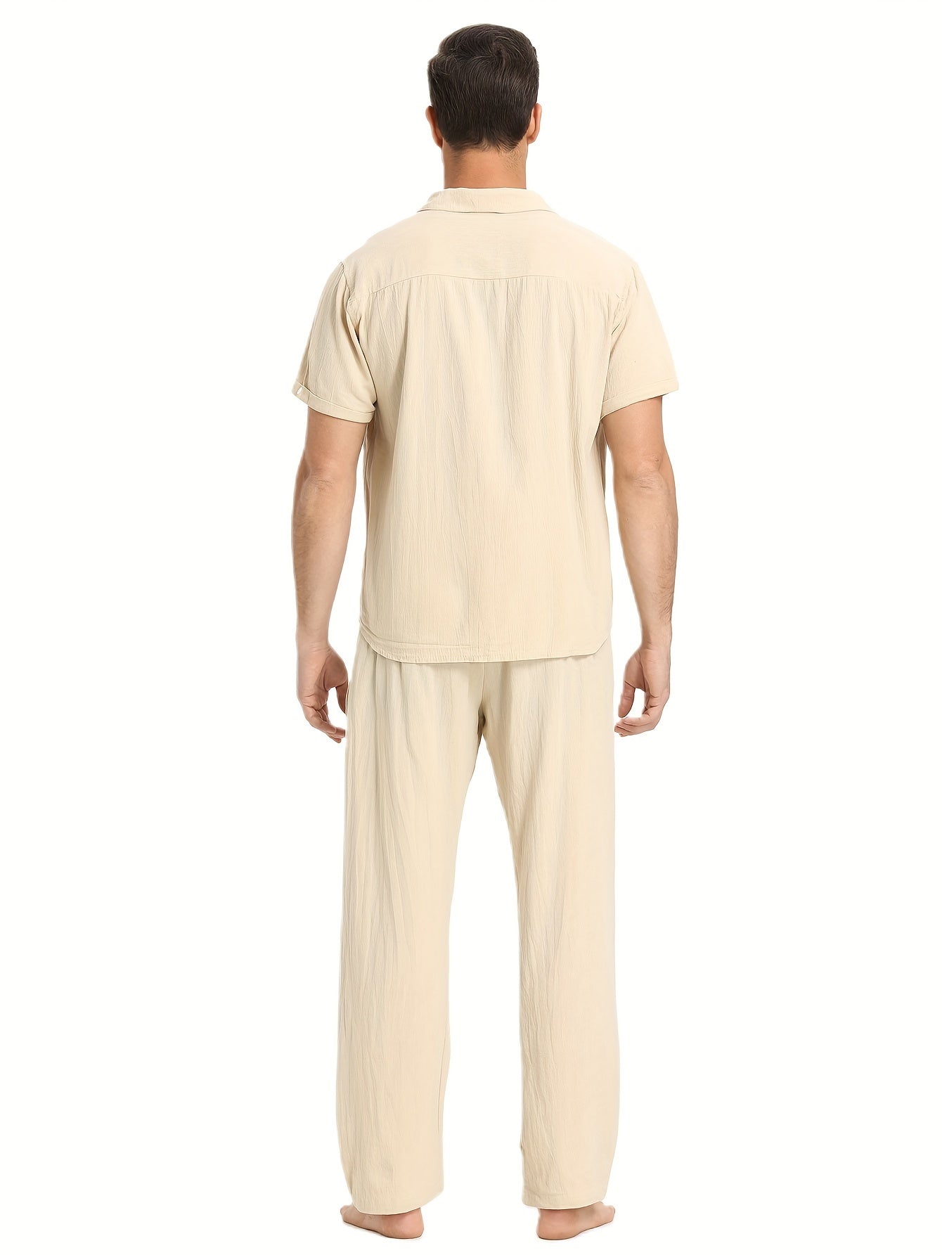Men's Summer Set | Linen-Cotton | Cuban Neck & Short Sleeves | Beach & Casual
