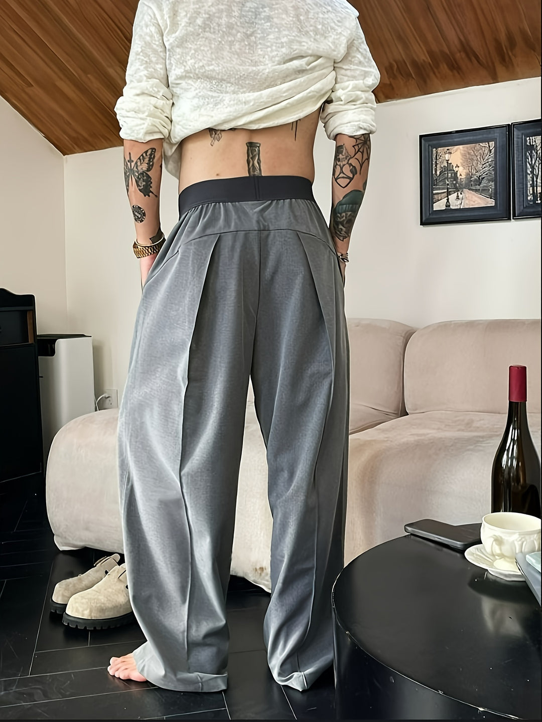 Men's trousers | Relaxed Fit | Elastic Waistband | Contrasting Colours