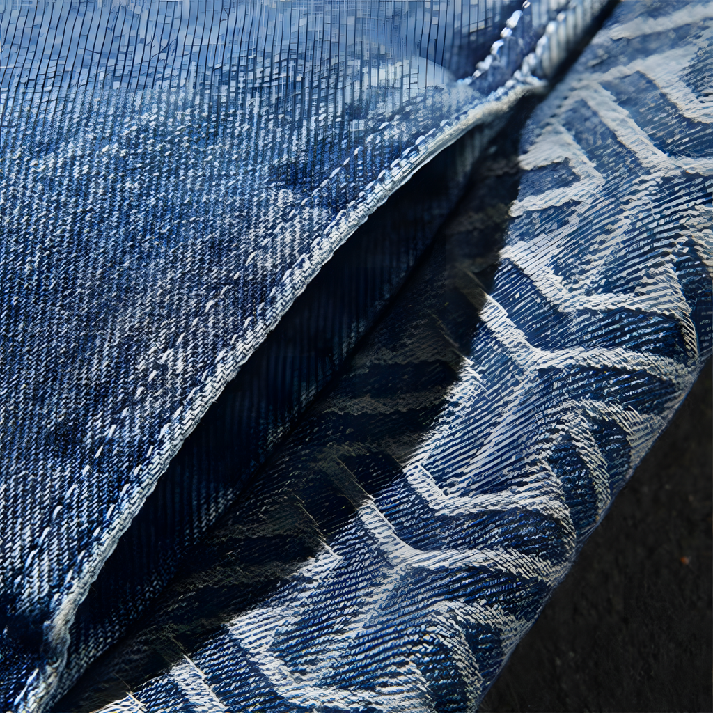 Classic denim jacket for men with wide shoulders and unique rock pattern | Beau