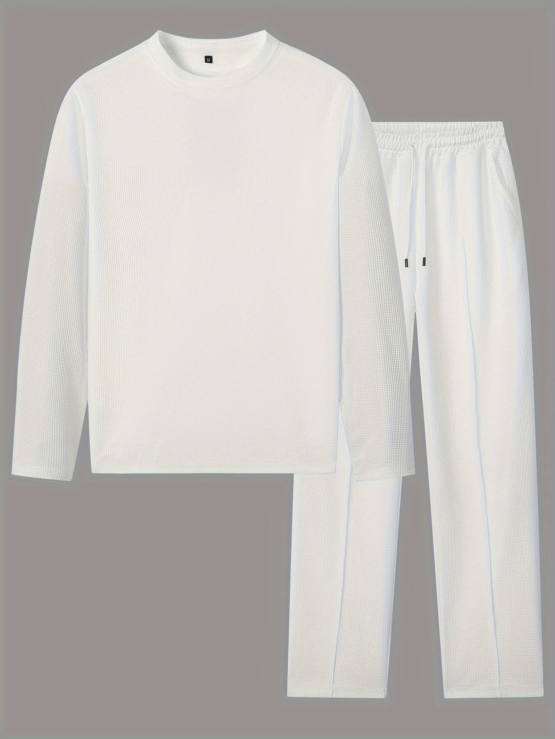 Men's Two-piece Set | Waffle Pattern Sweatshirt & Pants | Casual & Comfortable