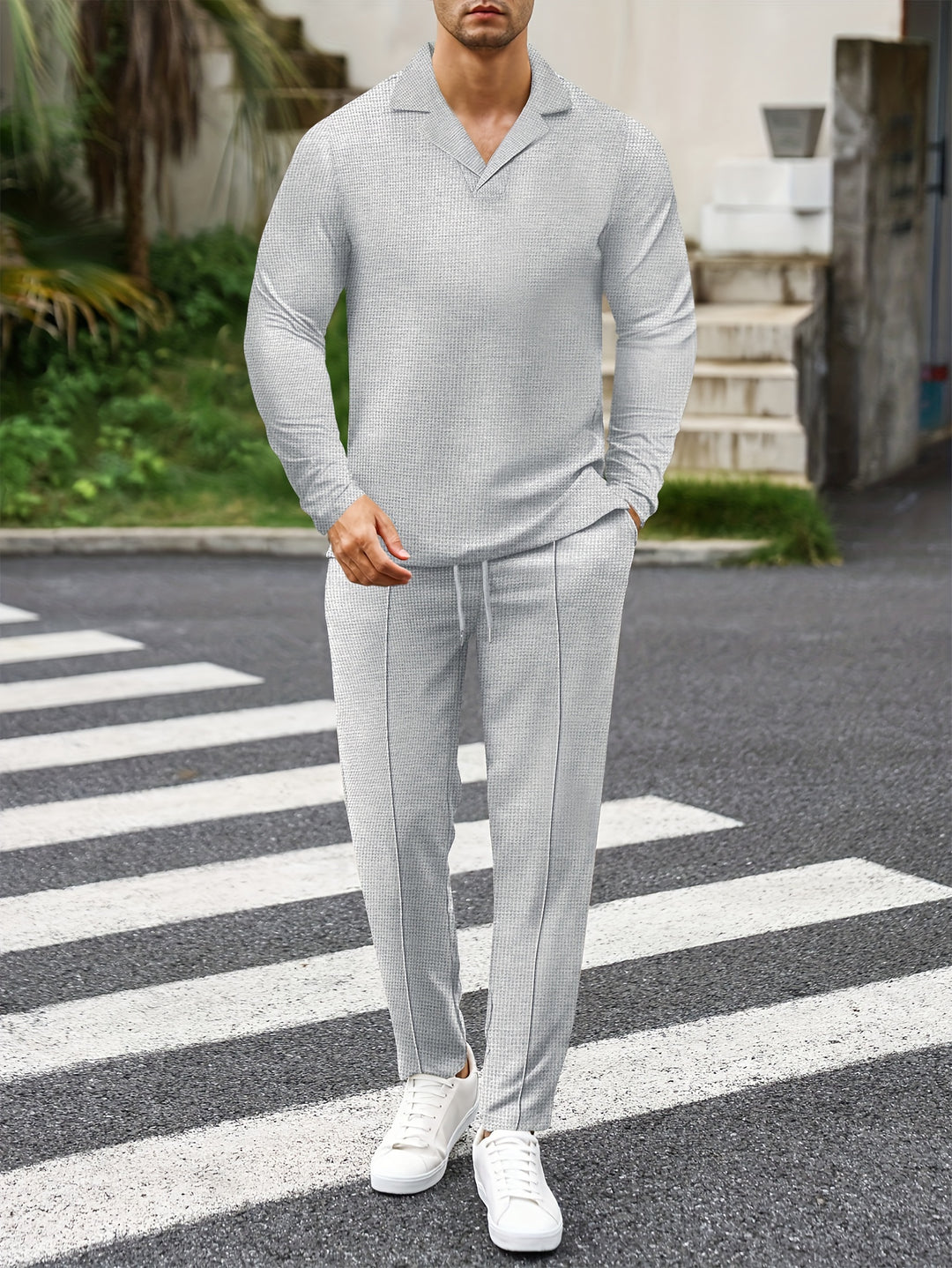 Men's Casual Set | Lapel Shirt & Trousers | Stylish & Comfortable | Spring