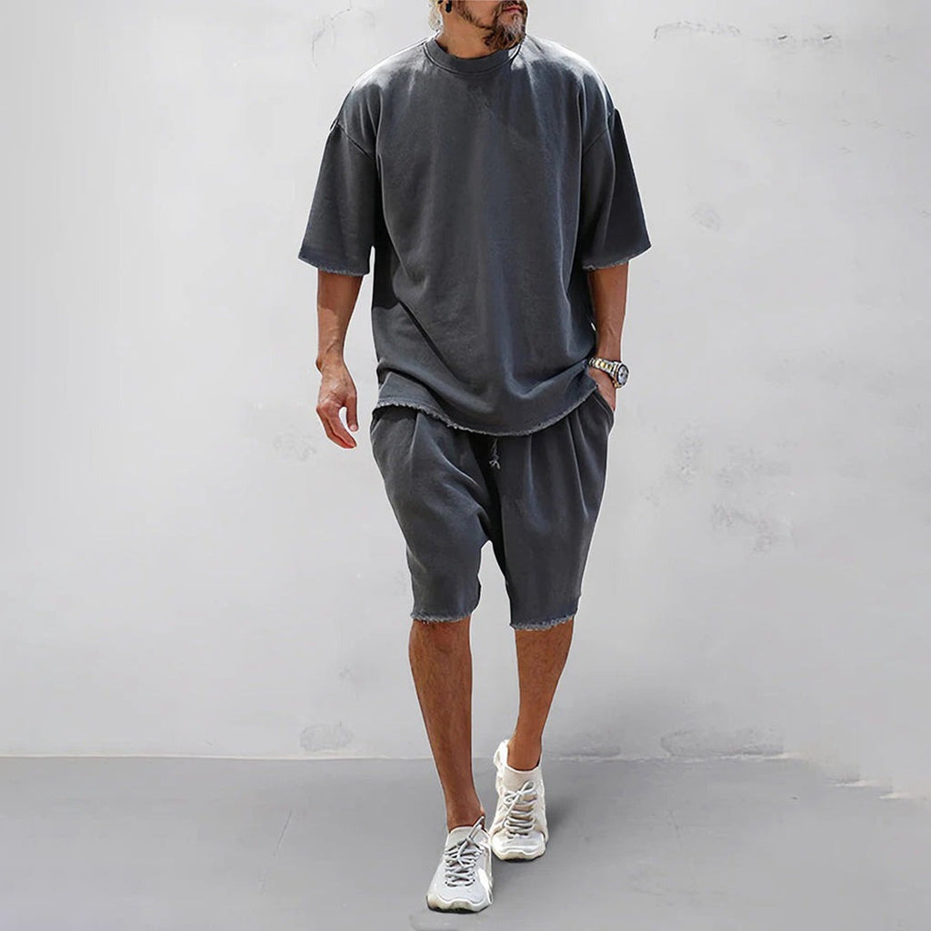 Comfortable and Casual Summer Set with Relaxed Fit T-shirt and Shorts for Men | Jesse