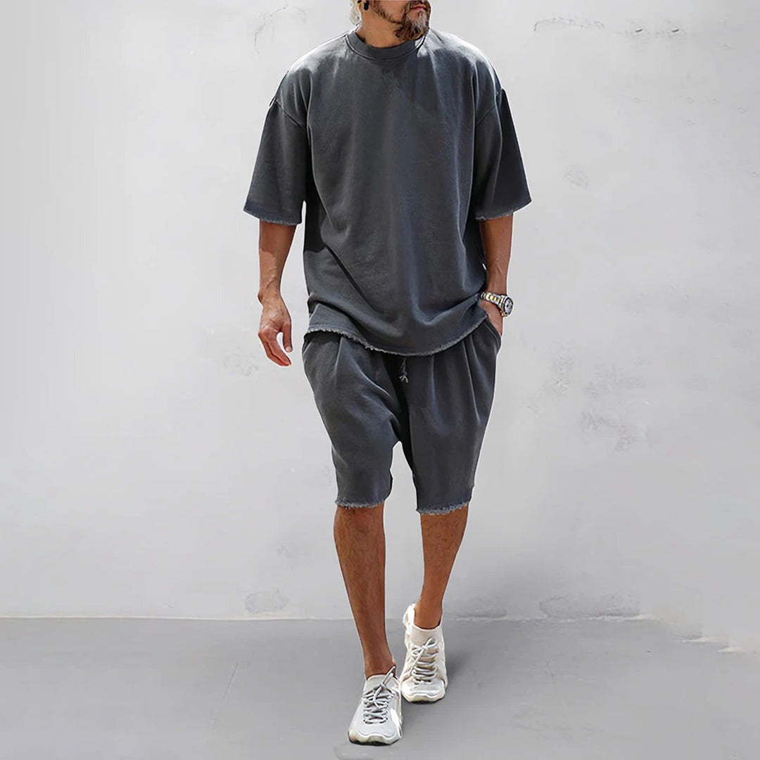 Comfortable and Casual Summer Set with Relaxed Fit T-shirt and Shorts for Men | Jesse