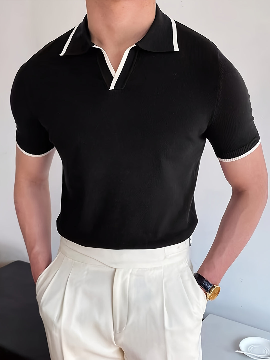 Elegant and breathable men's short-sleeved polo shirt with comfortable stretch | Valentine