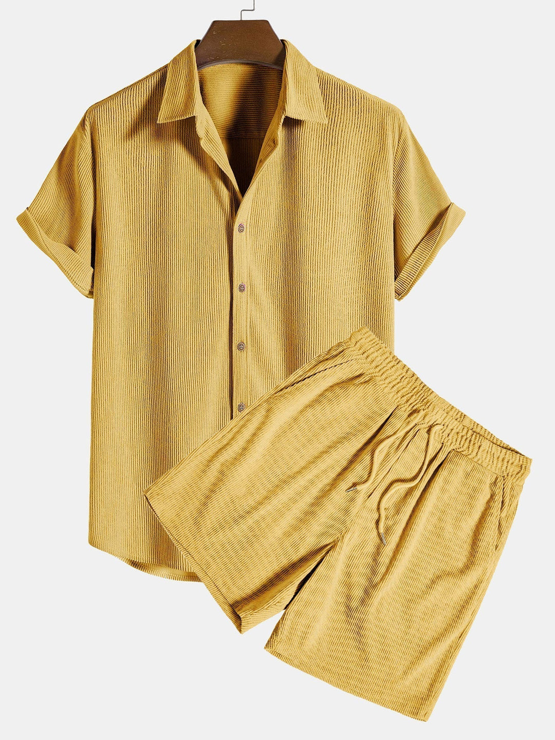 Men's Summer Set | Short-Sleeve Shirt & Shorts | Breathable & Lightweight | Polyester