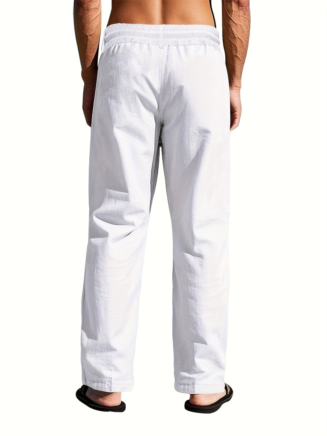 Men's Linen Trousers | Lightweight & Breathable | Drawstring & Multi-Button | Beach & Casual