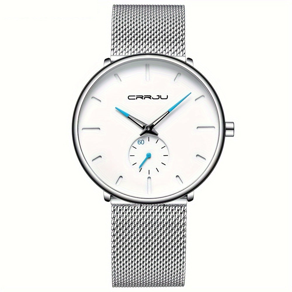 Elegant quartz watch for men with ultra-thin stainless steel bracelet | Timo