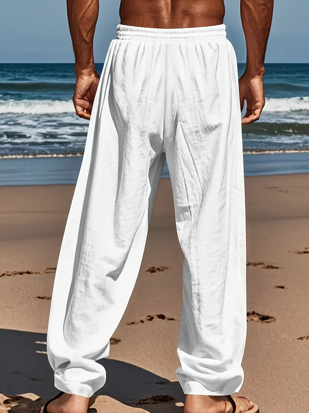 Men's Yoga & Beach Pants | Cotton-Linen | Loose Fit & Drawstring | Breathable & Comfortable