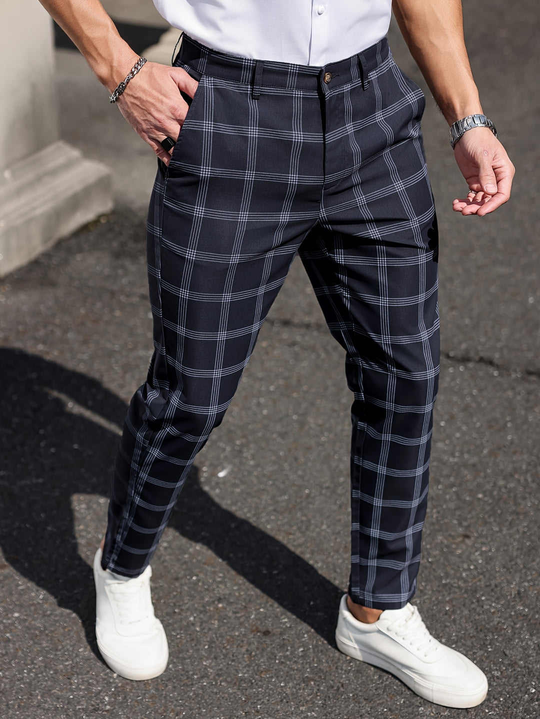 Men's Trousers | Checkered Design | Straight Leg | Comfort & Pockets | Spring & Autumn