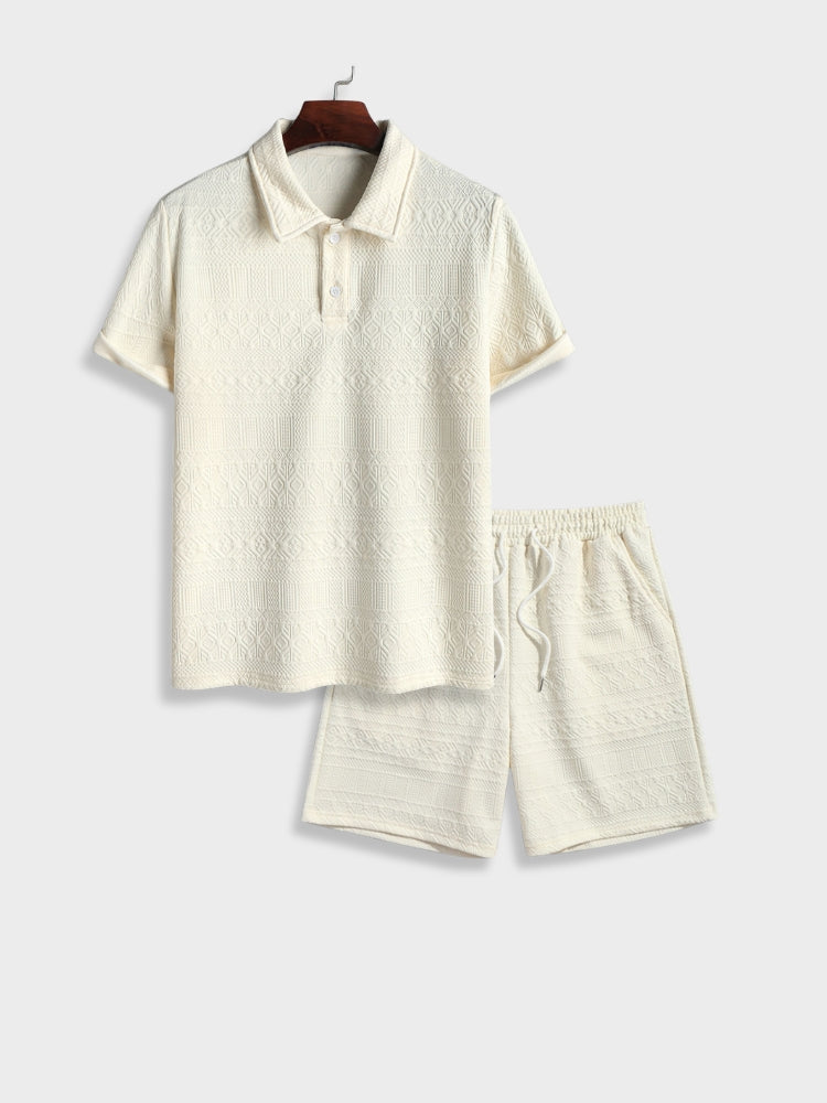 Retro-inspired geometric jacquard summer set for ultimate comfort and style | Boaz