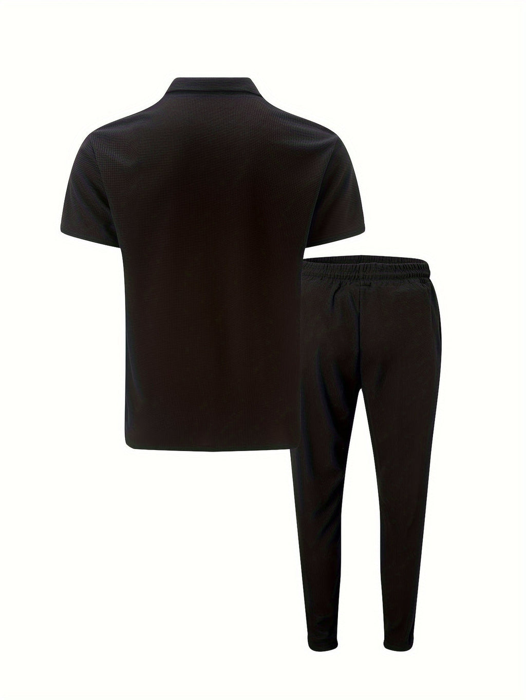 Men's Two-piece Set | Waffle Knit | Short Sleeve & Long Pants | Casual & Trendy