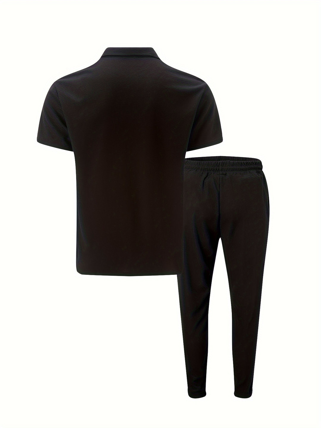 Men's Two-piece Set | Waffle Knit | Short Sleeve & Long Pants | Casual & Trendy