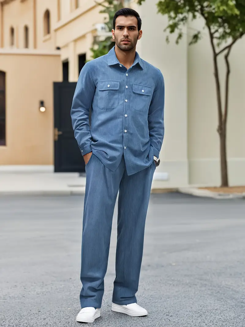 Men's Set | Elegant & Timeless | Corduroy Shirt & Pants | Comfortable Fit