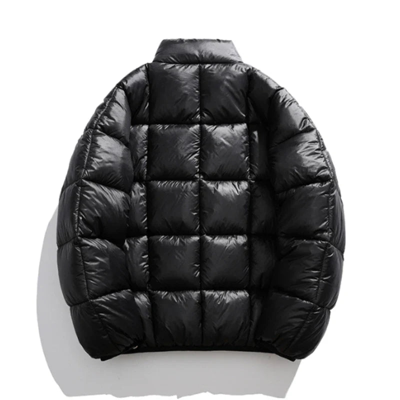 Casual and warm men's windproof puffer jacket with collar and lattice design | Casper
