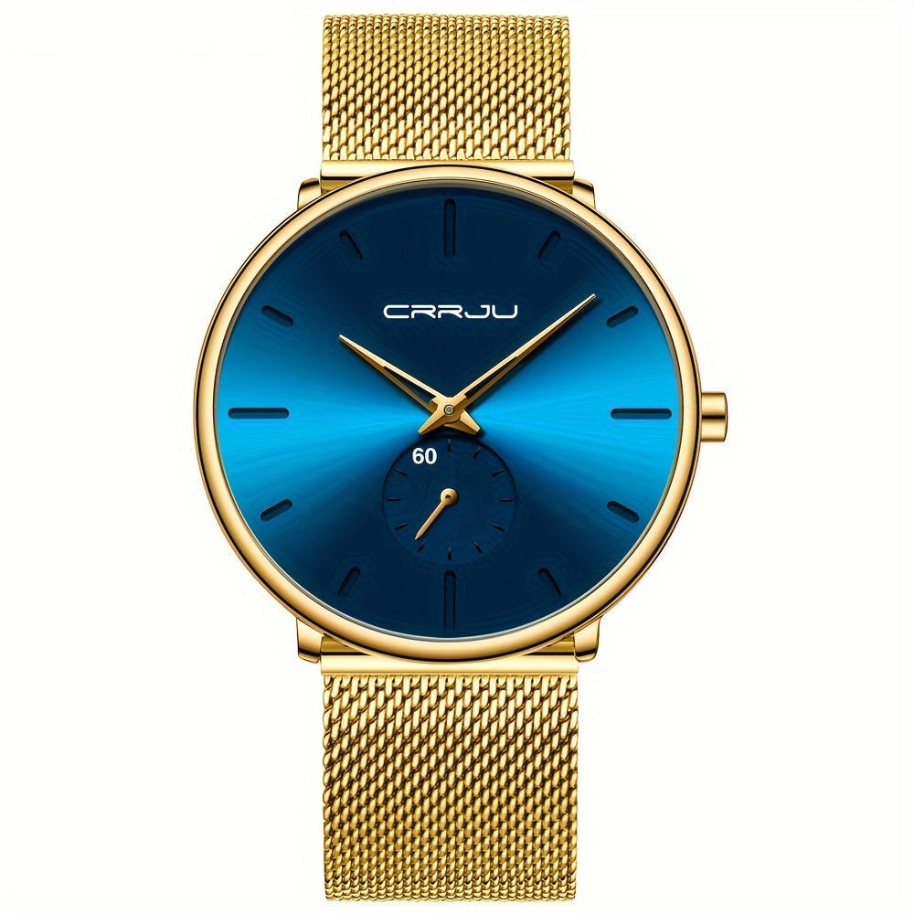 Elegant quartz watch for men with ultra-thin stainless steel bracelet | Timo