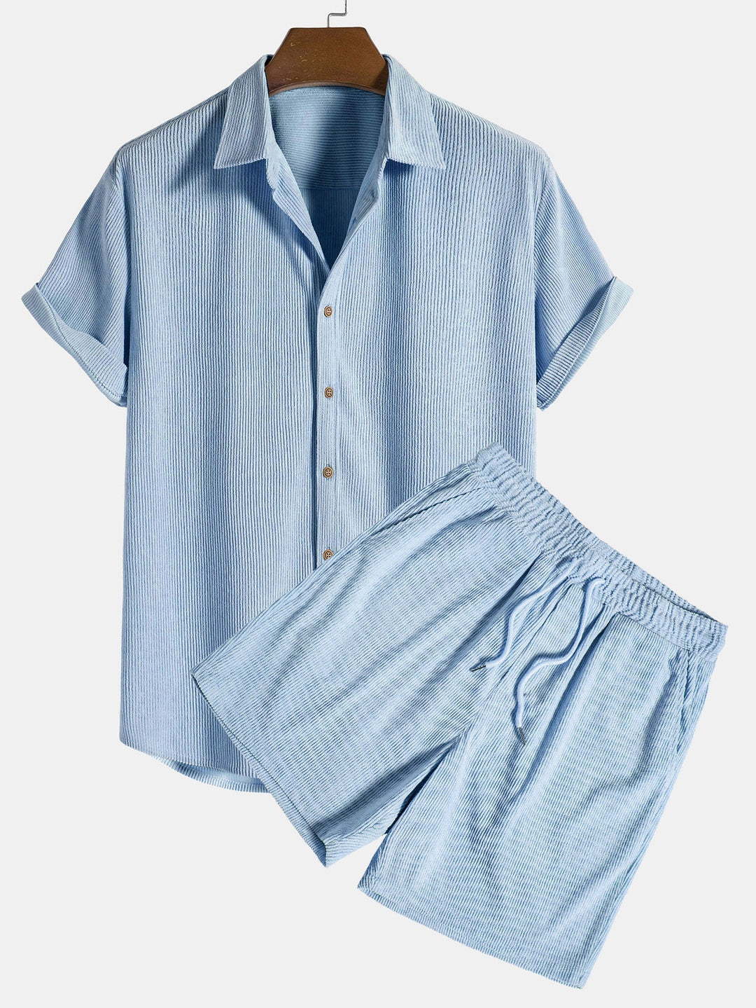 Men's Summer Set | Short-Sleeve Shirt & Shorts | Breathable & Lightweight | Polyester