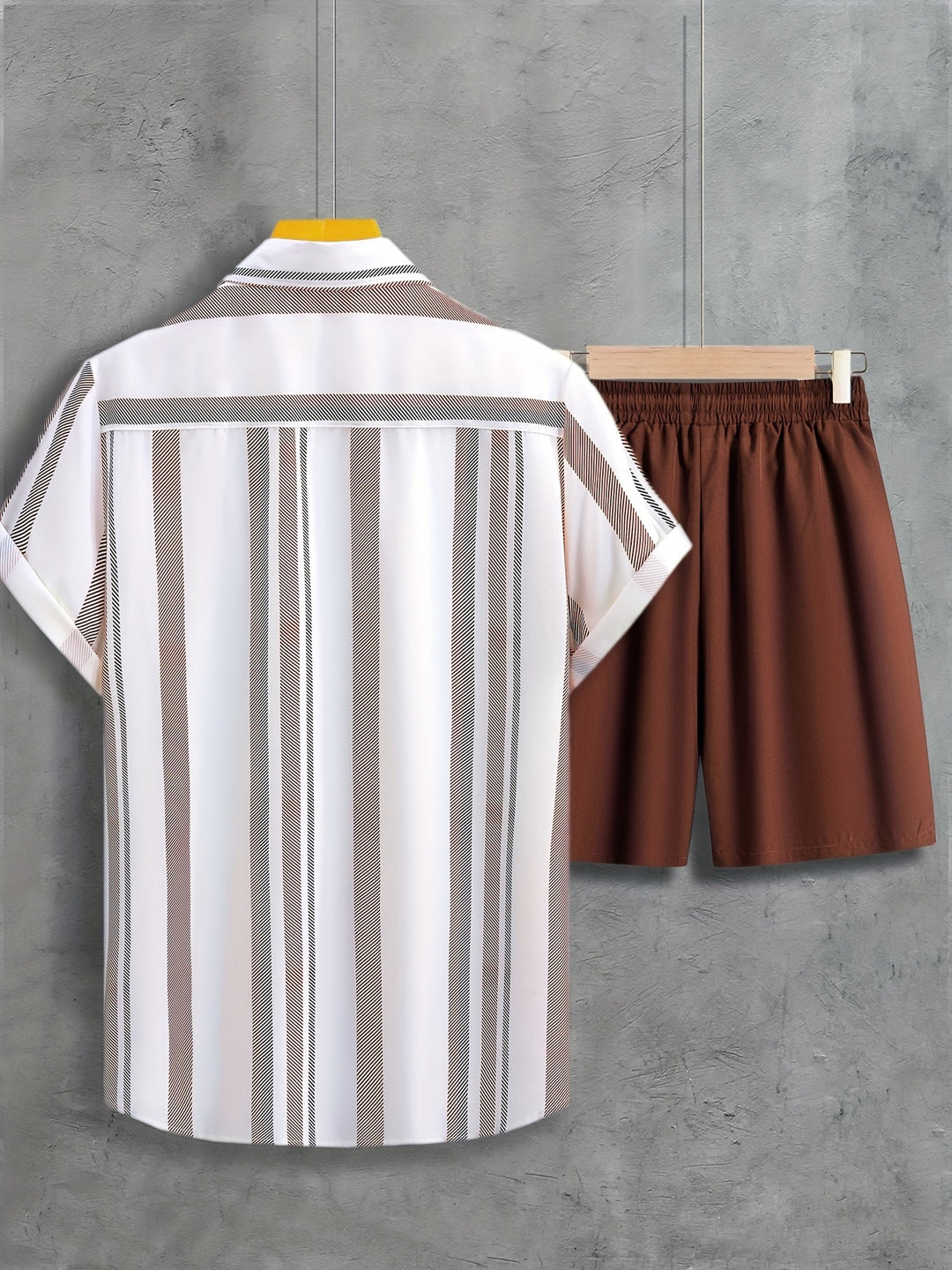 Men's Summer Set | Baroque Striped Shirt & Drawstring Shorts | Retro & Stylish