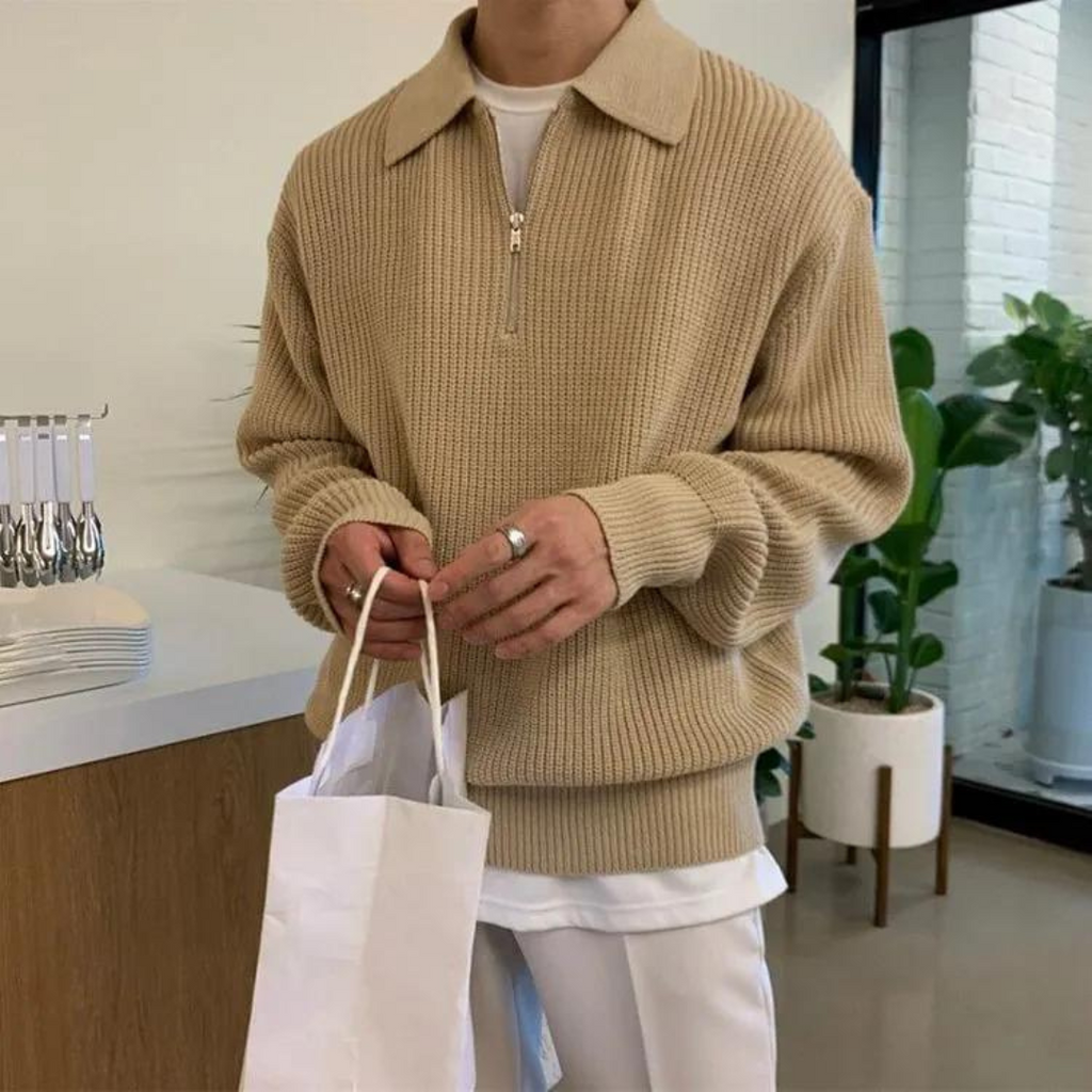 Elegant Half-Zip winter jumper for men with refined style and timeless warmth | Ezra