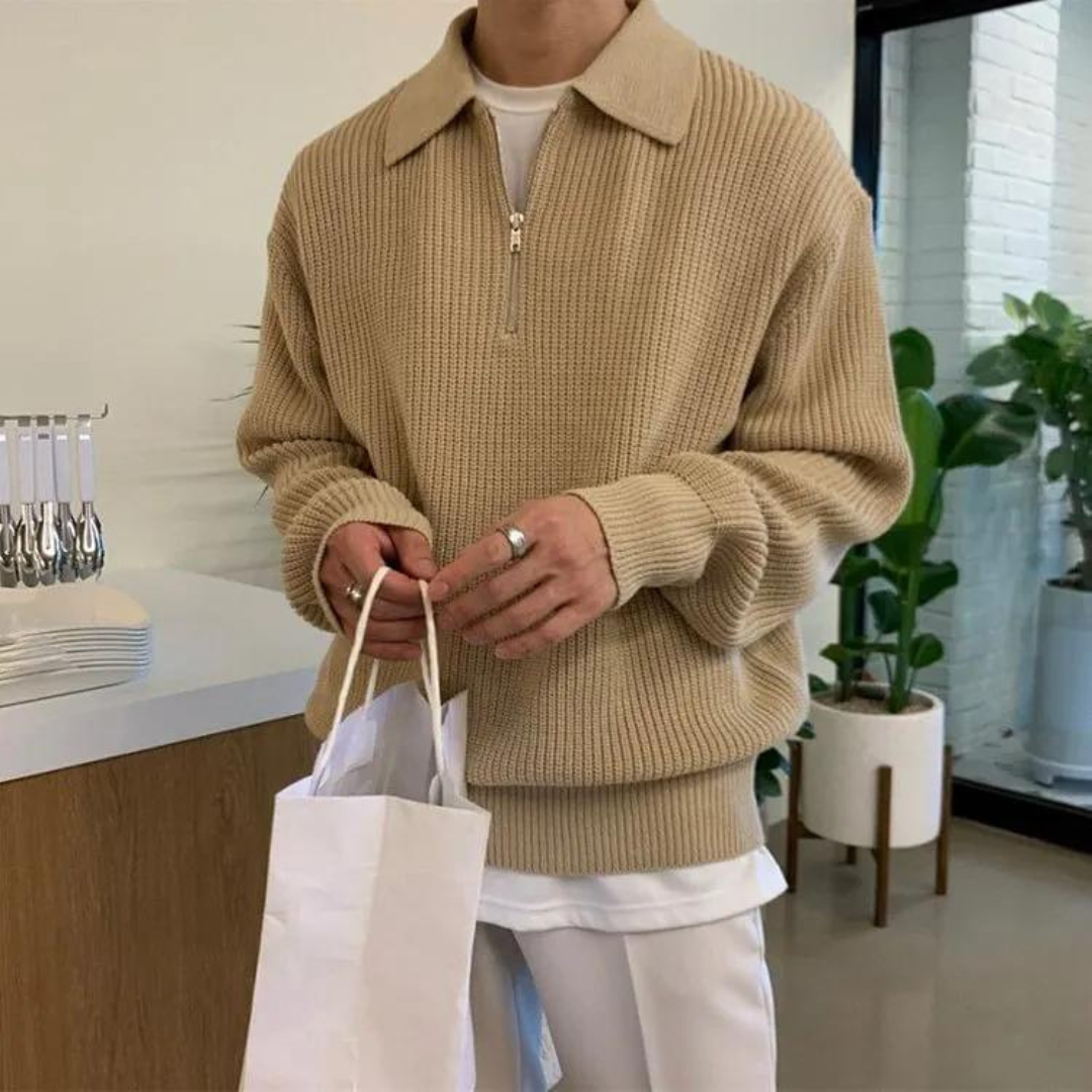 Elegant Half-Zip winter jumper for men with refined style and timeless warmth | Ezra