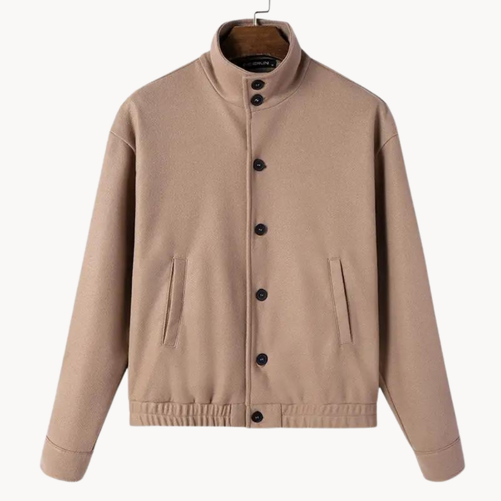 Cosy jacket with high collar and button closure for warmth and style | Joey