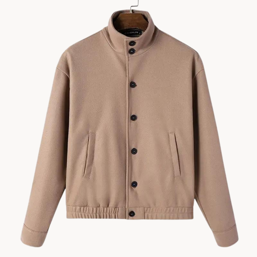 Cosy jacket with high collar and button closure for warmth and style | Joey