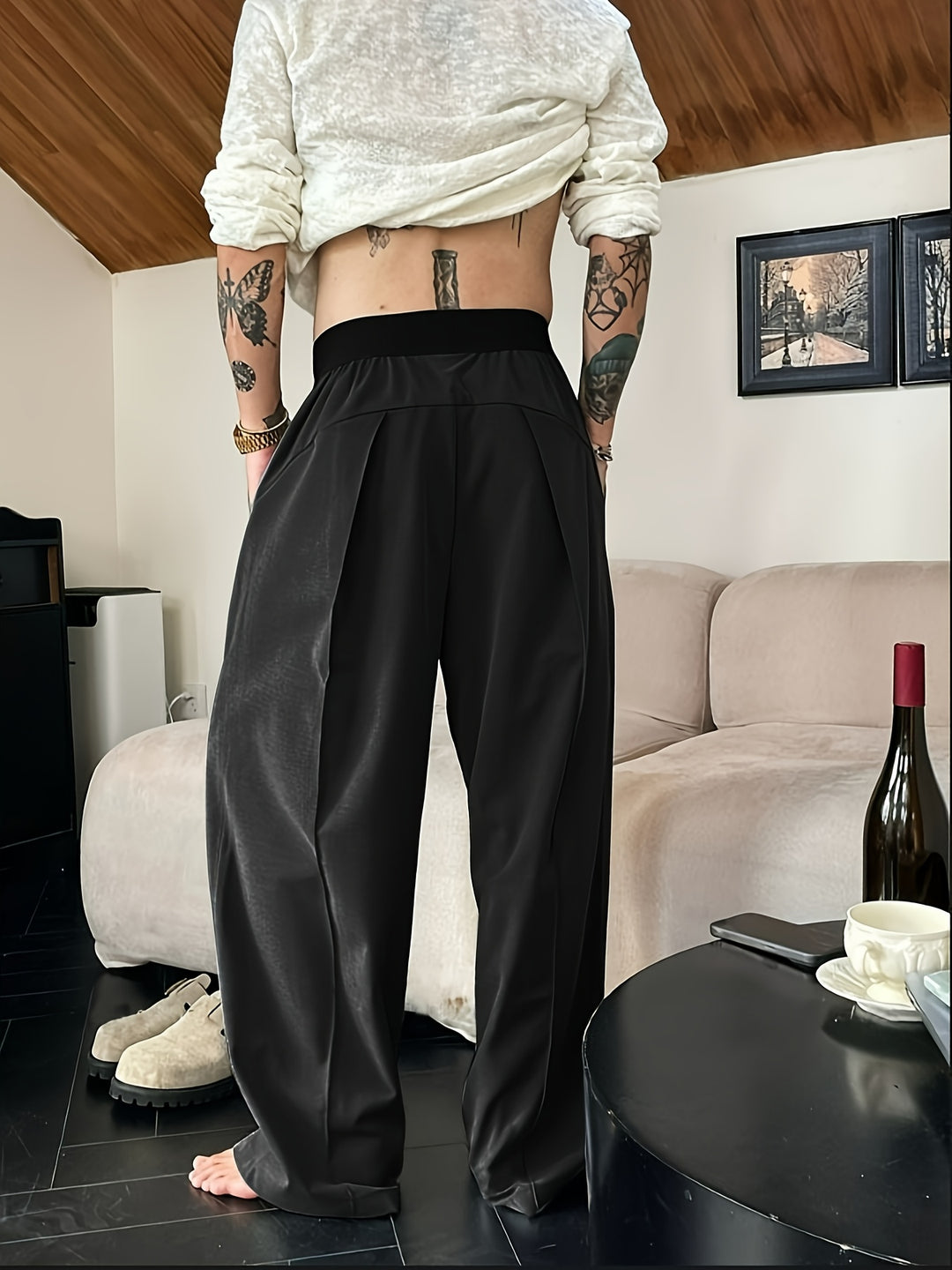 Men's trousers | Relaxed Fit | Elastic Waistband | Contrasting Colours