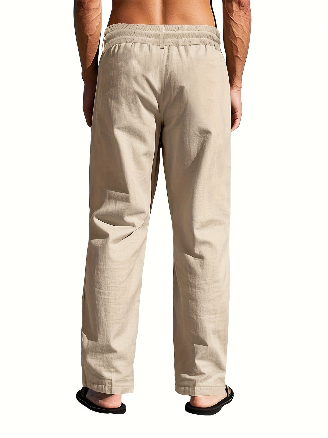 Men's Linen Trousers | Lightweight & Breathable | Drawstring & Multi-Button | Beach & Casual