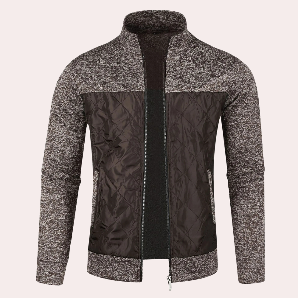 Fashionable Slim Standing Collar Jacket for Men with Diamond Pattern and Modern Style | Arthur
