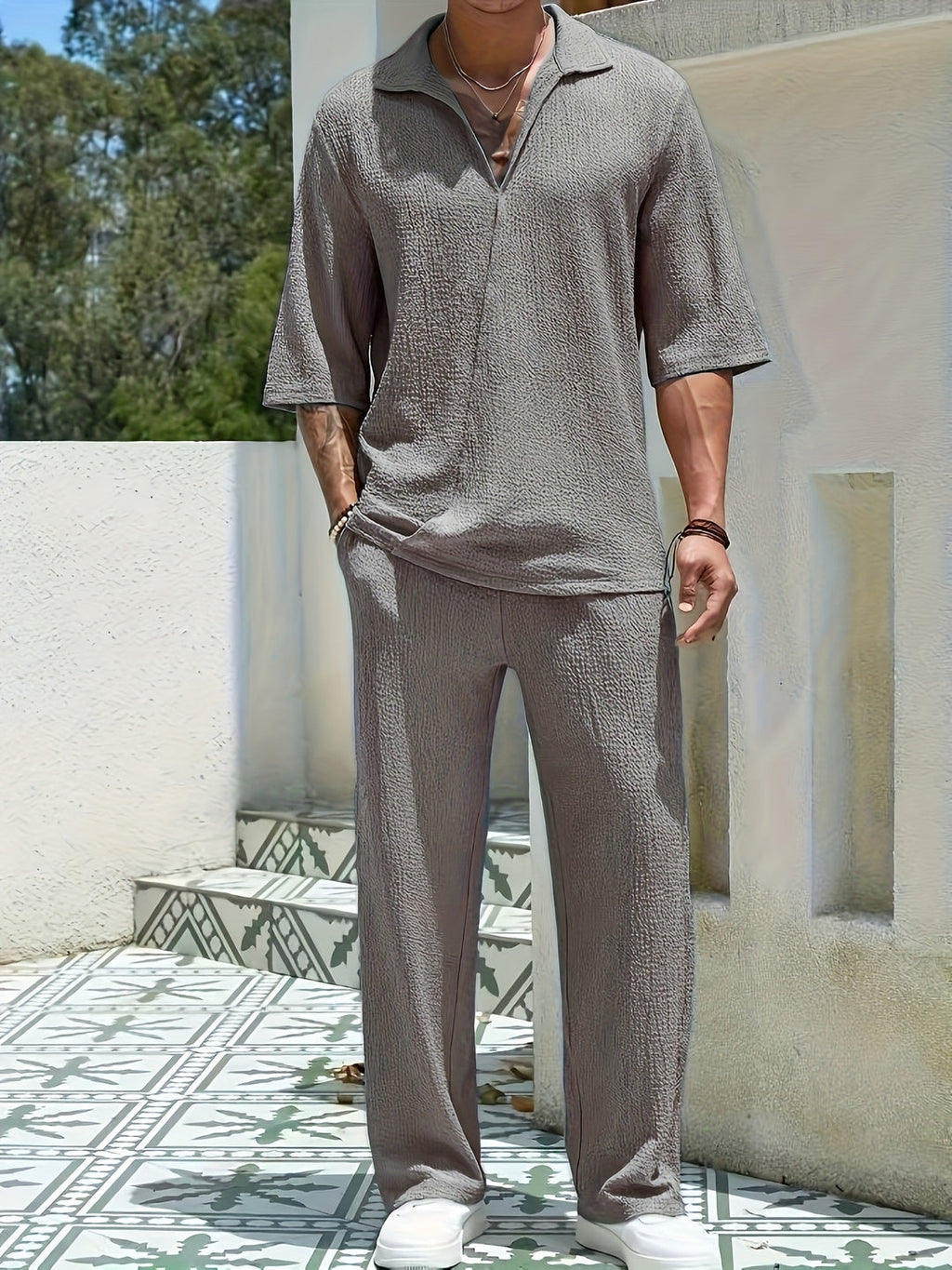 Men's Summer Set | Loose Fit & Turned Collar | Sporty & Comfortable