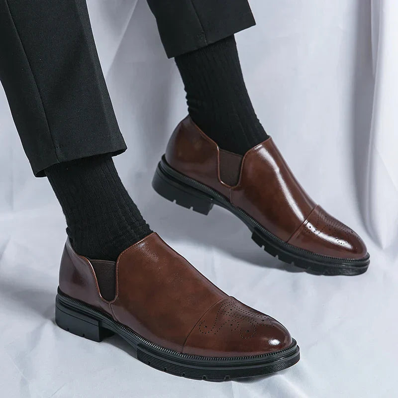 Classic Genuine Leather Slip-On Dress Shoes for Men with Elegant Finish | Quinn