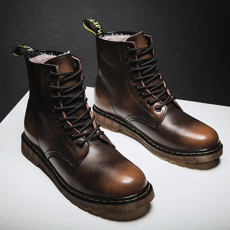 Durable leather lace-up winter boots for men with non-slip sole and classic elegance | Jari