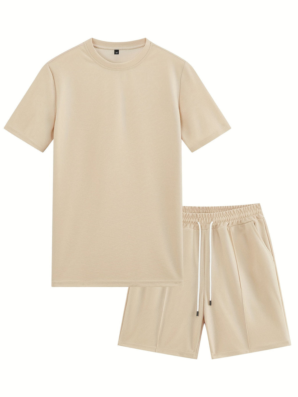 Men's Sports Set | Waffle Knit T-shirt & Drawstring Shorts | Comfortable & Trendy