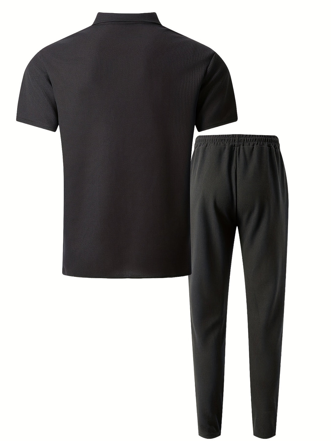 Summer Set | Two-piece Men's Set | Waffle Fabric | Casual Shirt & Pants Suit