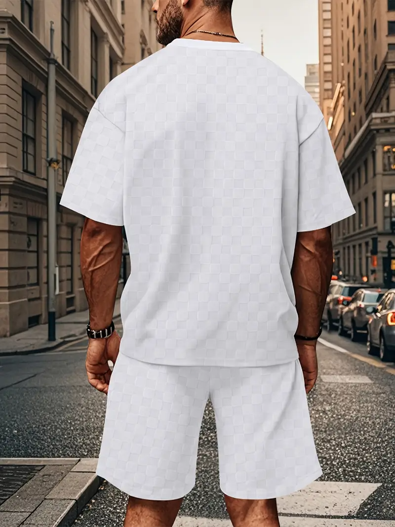 Men's Set | Trendy & Comfortable | Checkered Overall & Leisure Set | 2-Piece