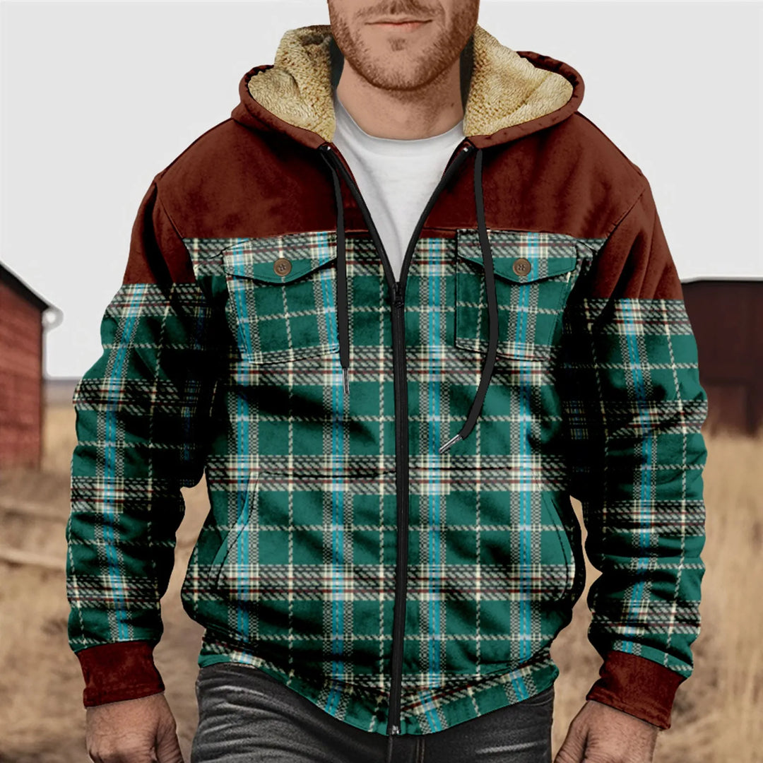 Casual and Cosy Fleece Lined Flannel Jacket for Men with Hood and Zip | Mees