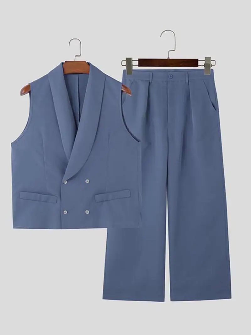 Elegant and stylish men's set with vest and straight-leg trousers for summer look | Alexander